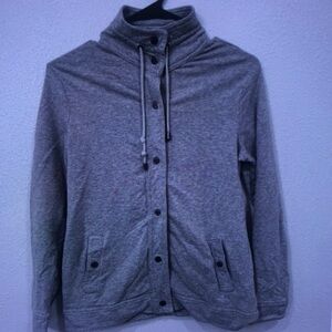Heather Gray Funnel Neck Button-Up Sweatshirt